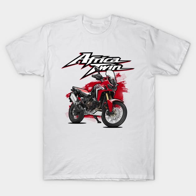 Africa Twin 1100 - Red T-Shirt by Tomislav Lozić